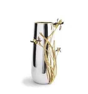 Florero de mesa de diseño moderno Premium Top dorado con acabado negro Jarrones de flores decorativos atractivos de alta demanda - Product Image 2