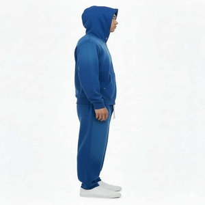 Chándal de lana de alta calidad para hombre, pantalones de jogging informales con cremallera y capucha de talla grande, chándales de Color sólido con estampado de moda de invierno - Product Image 3