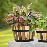 Décor de ferme en bois d'acacia whisky baril jardinière Pot de plante en bois durable prix de gros du Vietnam
