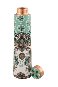 Ayurvedic <b>Copper</b> <b>Bottle</b> with Print Pure <b>Copper</b> Water <b>Bottle</b> Design Designer <b>Copper</b> <b>Bottle</b> Meena Artwork - Product Image 2