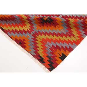 5.8x8.8 ft Rug, Vintage Turkish Rug, <b>Red</b> Solid <b>Wool</b> Rug - Product Image 5