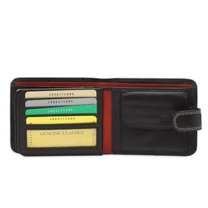 Portefeuille en cuir PU pour hommes fentes multi-cartes porte-monnaie pliant à la mode fermeture ouverte bouton court couverture fleurs gravées au Laser - Product Image 5