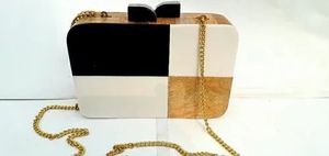 Cubierta de embrague de resina y tipos de cierre abierto para bolso de novia con decoración de diamantes - Product Image 4