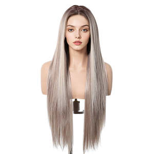 Perruque synthétique DWY-Lyra blonde mélangée avec raie libre 13*6 et dentelle transparente - Product Image 2