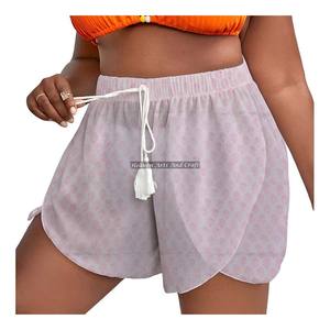 Shorts de Verano Estilo Bohemio para Mujer, Cintura Ajustable con Cordón de Algodón, 100% Algodón, Estampado a Mano, Cintura Alta, Cierre Elástico - Product Image 2