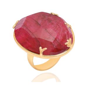 Anillos de Boda de Plata de Ley 925 con Baño de Rodio, Joyería de Moda de Lujo, Hechos a Mano con Rubí Rojo Teñido Natural - Product Image 2