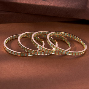 Beautiful Kundan 4 Pc Classic <b>Bangles</b> With Gold Plating <b>Fashion</b> Jewellery Wholesalers in India - Product Image 2