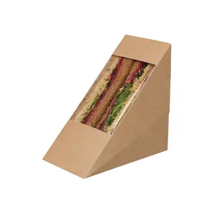 हॉट सेलिंग कम्पोस्टेबल क्राफ्ट ब्राउन पेपर सैंडविच वेज बायोडिग्रेडेबल पेपर सैंडविच बॉक्स