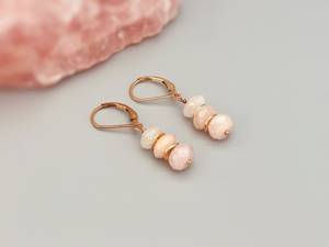 Pendientes colgantes de plata de ley 925, joyería Bohemia hecha a mano con piedras preciosas de morganita chapadas en oro para bodas - Product Image 2