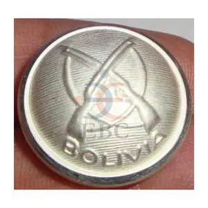 Manufacturers Bolivia Silver Buttons Custom Design Die Struck Forces Departments Uniform Button Gold or Silver Platted