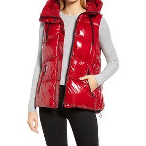 Gilet bouffant rembourré de couleur unie personnalisé vêtements pour dames veste bouffante sans manches pour femmes gilet à capuche respirant - Product Image 1