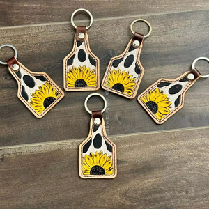 Porte-clés en cuir taillé sculpté à la main Porte-clés en cuir de forme exotique mignon Accessoires en cuir taillé Porte-clés mignons pour unisexe - Product Image 2