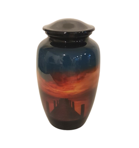 Urne funéraire en aluminium imprimée sur le thème de la soirée pour adultes pour les cendres humaines Urne funéraire moderne de fournisseurs Inde - Product Image 1