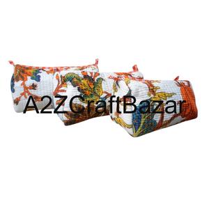 Wholesale 100 % Pure Cotton Fabric Tassel Pattern for <b>Makeup</b> <b>Bag</b> Set with Zipper Closure Soft Handle Eco-Friendly And Durable - Product Image 3