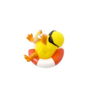 Joli mini canard en caoutchouc PVC avec bouée, jouet de bain pour bébé qui couine, idéal pour l'été et la salle de bain - Product Image 2