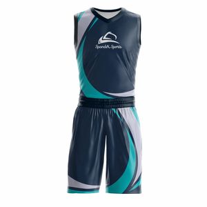 Diseño personalizado logotipo bordado hombres baloncesto camisetas y pantalones cortos equipo de baloncesto uniformes tallas grandes transpirable ropa deportiva conjunto - Product Image 1
