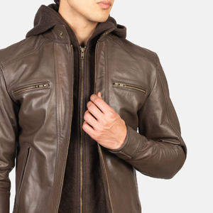 Chaqueta de Cuero Genuino para Hombre 2026, Chaqueta de Invierno con Capucha y Logotipo Personalizado, al Mejor Precio al por Mayor en Pakistán - Product Image 6