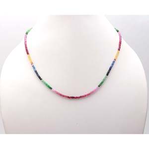 925 Sterling Silver Multi-Precious Faceted Beads <b>Necklace</b> 3-4mm 16+3 Inch Extension Unisex Fashionable Jewelry - Product Image 4