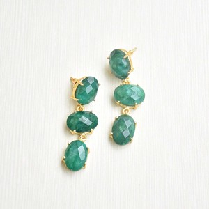 ตุ้มหูมรกตธรรมชาติ3ชิ้นต่างหูหินอัญมณีทรงวงรีต่างหูแฟชั่นสีเขียว - Product Image 6