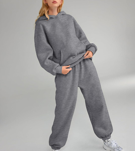 Chándal de mujer de lana tecnológica de algodón 100% personalizado de calidad superior chándal de dos piezas de gran tamaño liso para mujer - Product Image 6