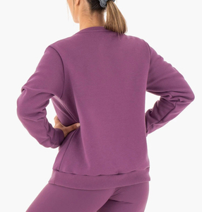 Sudadera corta de gran tamaño con dobladillo elástico en relieve para mujer con logotipo personalizado y cuello redondo para entrenamiento deportivo para mujer - Product Image 6