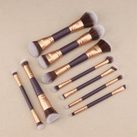 Kinlly – Kit de 9 pinceaux de maquillage professionnels pour le visage, avec poils doux mélangés et manche en aluminium durable, pour estomper les imperfections