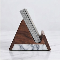 Porte-cartes de visite et organisateur de bureau en bois d'acacia écologique fait main, design moderne pour la maison et le bureau