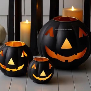 Bougeoir votif rond en métal galvanisé de forme ronde pour décoration d'Halloween Décoration d'éclairage extérieur - Product Image 6