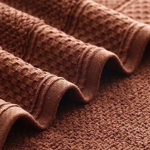 Ensemble de serviettes de bain en coton gaufré marron, couleur unie, rectangulaires, pour usage domestique, taille adulte - Product Image 6