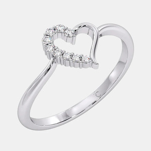 Bague en or massif 14K 18K avec diamant de laboratoire, cœur ouvert creux, pavé de diamants, bague de fiançailles, cadeau d'anniversaire pour elle, vente chaude - Product Image 3