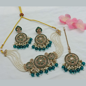 Élégant collier ras du cou plaqué or serti de pierres de cristal et de perles pour femmes, bijoux de mariage et de fête - Product Image 4