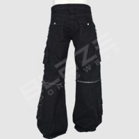 Kadın erkek orta artış çok cepler sıkıntılı yıkanmış Denim düz kargo kot nefes çevre dostu yüksek sokak Baggy pantolon