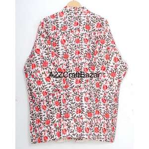 Chaqueta Acolchada con Estampado Floral Elegante, Hecha a Mano con Técnica de Bloques, Reversible, Transpirable, Cómoda para Invierno, Tipo Bata, para Usar con Bikini, al por Mayor - Product Image 4