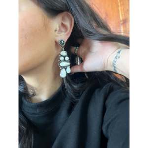 Shelia Becenti White Buffalo <b>Sterling</b> <b>Silver</b> Geometric Drop <b>Dangle</b> <b>Earrings</b> - Product Image 2