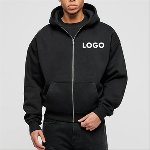 Custom Thick Cotton Men Zipper Hoodie cotton blended Boxy Blank Zip Hoodie Manufacturers Oversized Plain Zip up Hoodie - Product Image 3