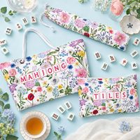 Tas Mahjong, Tas untuk Ubin Mahjong, Tas Mahjong untuk Ubin dan Rak, Tas Penyimpanan Rak Mahjong, Tas Jinjing, Aksesoris Bermotif Bunga