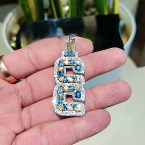 Colgante con letra inicial personalizada chapada en oro de 14K estilo Hip Hop Multicolor Iced VVS1 colgantes y dijes finos de diamantes cultivados en laboratorio - Product Image 3