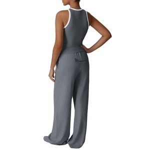 Women Crop <b>Tank</b> <b>Top</b> and Wide Leg Pants Set Casual Two Piece Outfit Soft Stretch <b>Summer</b> Lounge Wear Set - Product Image 2