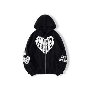 Sudadera con capucha para hombre con cremallera Unisex con estampado 3D personalizado, sudadera de invierno con capucha de algodón y poliéster, Impresión de logotipo de espuma sólida en blanco - Product Image 6