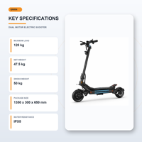 Scooter électrique double 1500W, batterie 60V 30Ah, autonomie 70KM, vitesse 70KMH, pneus tout-terrain 11 pouces, freins hydrauliques, entrepôt Europe