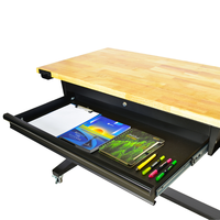 Banc de travail convertible réglable en hauteur de 117 cm, bureau assis-debout moderne silencieux avec cadre en bois et en métal pour usage commercial
