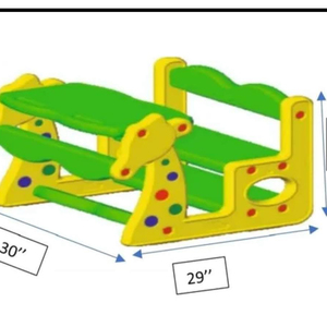 Ensemble de chaise et de bureau d'école pliables modernes en plastique girafe attrayant, bloc-notes, enfants, durable, extérieur, chambre à coucher, salle à manger, salon - Product Image 1