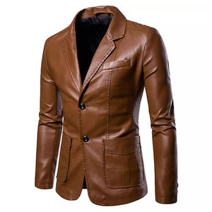 Blazer en cuir pour homme OEM d'usine, haute qualité, style streetwear, nouveau design, vêtements de mode, blazers en cuir pour homme - Product Image 1