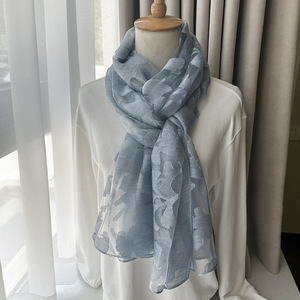 2025 Chic Elegant Premium Jacquard Organza <strong>Scarf</strong> Summer <strong>Thin</strong> Sun Protection High-quality Hijab Shawl for <strong>Women</strong> - Product Image 2