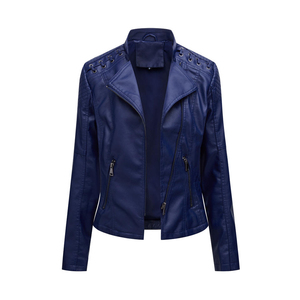 Nueva moda cómoda chaqueta de cuero para mujer para ropa de calle Color sólido ropa informal al por mayor chaqueta de cuero de calidad personalizada - Product Image 5