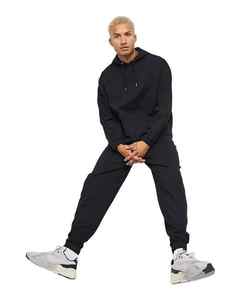 New Style Cotton <b>Black</b> <b>Mens</b> Fleece Lined Set Loose <b>Hoodie</b> and Tracksuit Jogger Set - Product Image 2