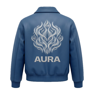 Blouson Bomber Unisexe en Cuir Bleu avec Logo Personnalisé et Broderie sur Tissu Toile – Coupe-Vent Streetwear - Product Image 5