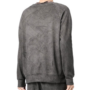 Sudadera de cuello redondo para hombre, Jersey interior de algodón, jersey de cuello redondo de peso pesado, sudadera de lavado ácido para hombre - Product Image 3