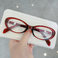 Montures de lunettes ovales fines, transparentes, marron écaille, légères, en stock
