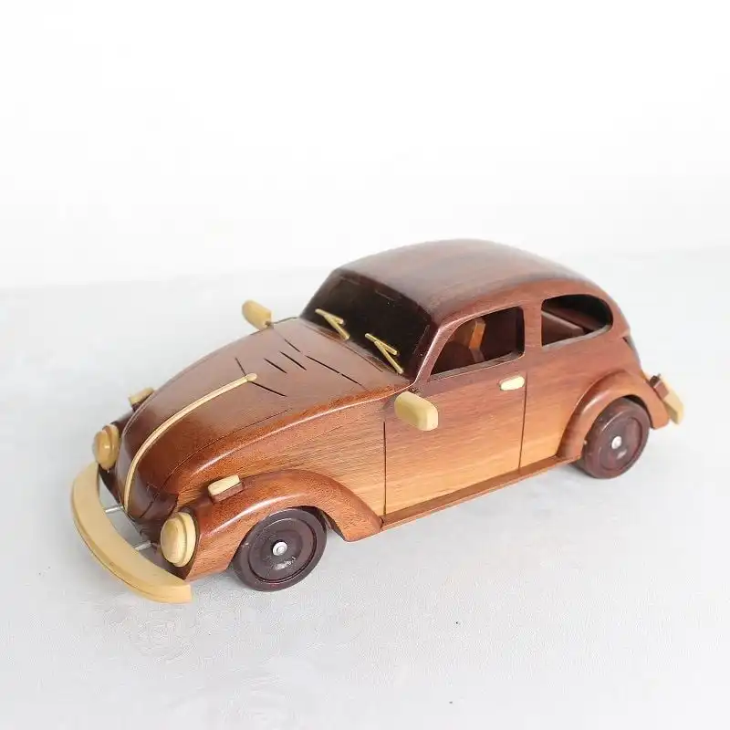 Wood small scale model car wooden oldtimer cars natural handmade craft miniature model edition toy